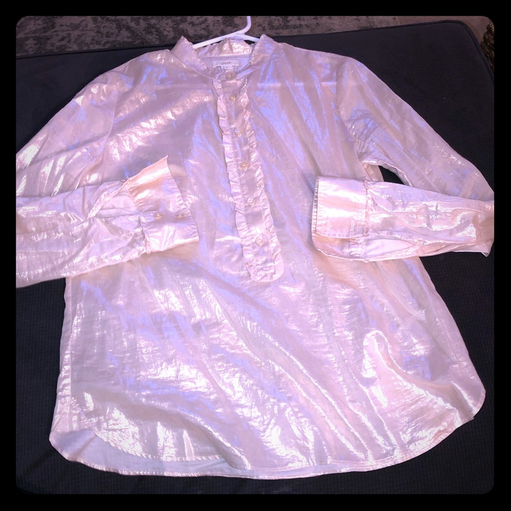 NWOT J. Crew shimmering gold 3/4 button-up blouse!